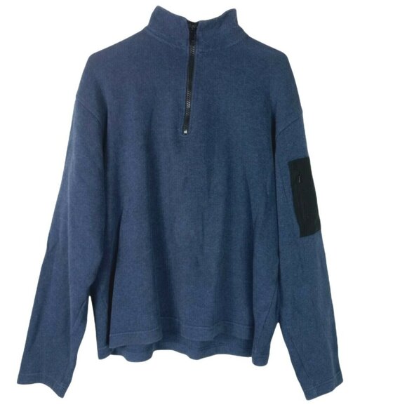 Orvis Vintage Quarter Zip Pullover Sweatshirt With Zip Pocket Mens Large Cotton - Picture 1 of 6